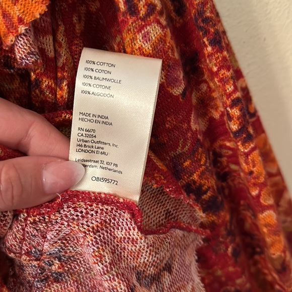 Free People top Size Small - red orange flouncy 100% cotton - Picture 5 of 5